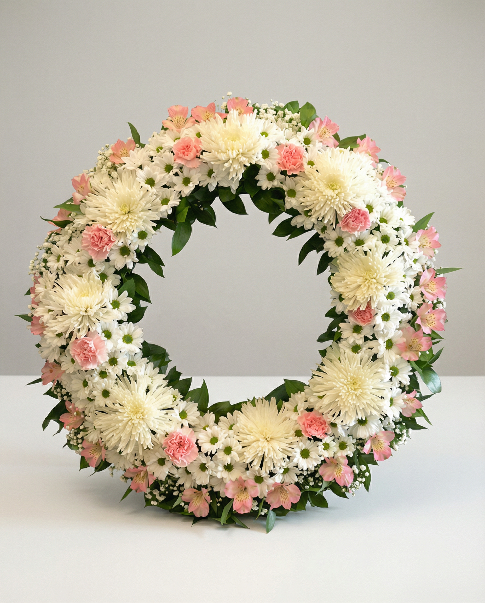 Couronne funéraire Pure Tendresse – arrangement floral élégant réalisé par un fleuriste professionnel, fleurs fraîches et de qualité, Fleurs2