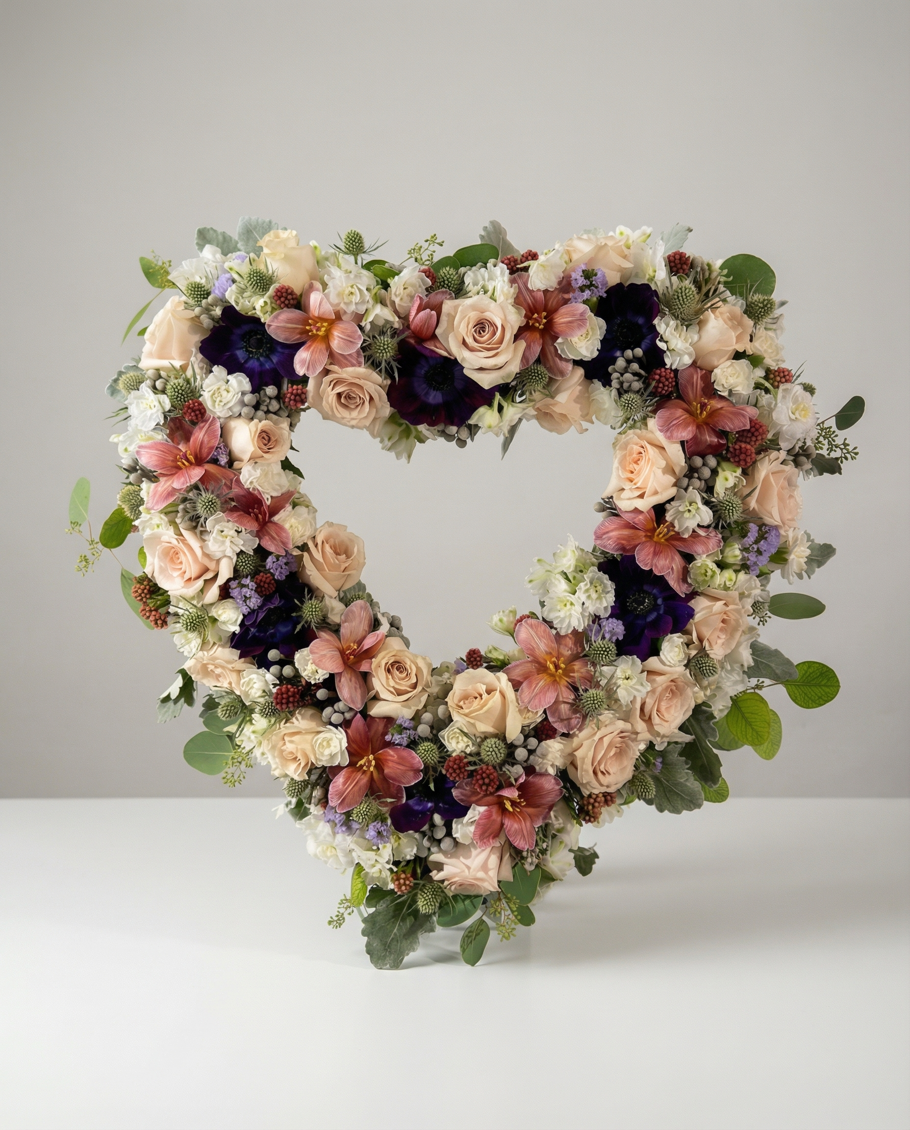 Arrangement funéraire Coeur Sacré – arrangement floral élégant réalisé par un fleuriste professionnel, fleurs fraîches et de qualité, Fleurs2