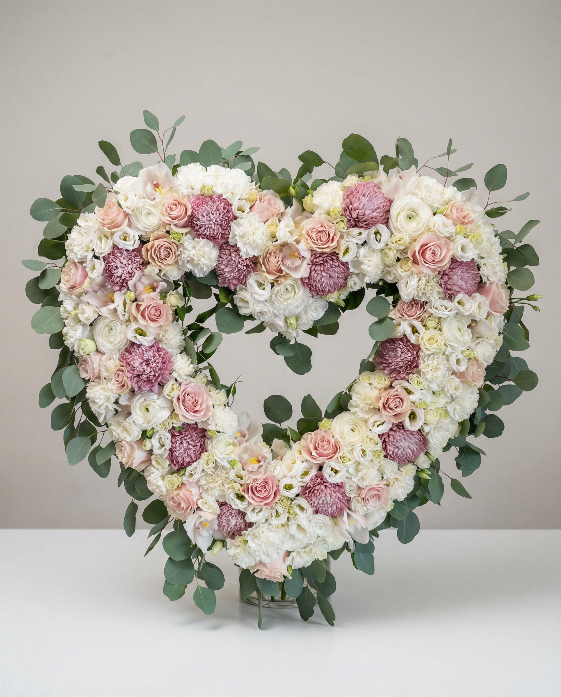 Arrangement funéraire Cœur Serein – arrangement floral élégant réalisé par un fleuriste professionnel, fleurs fraîches et de qualité, Fleurs2