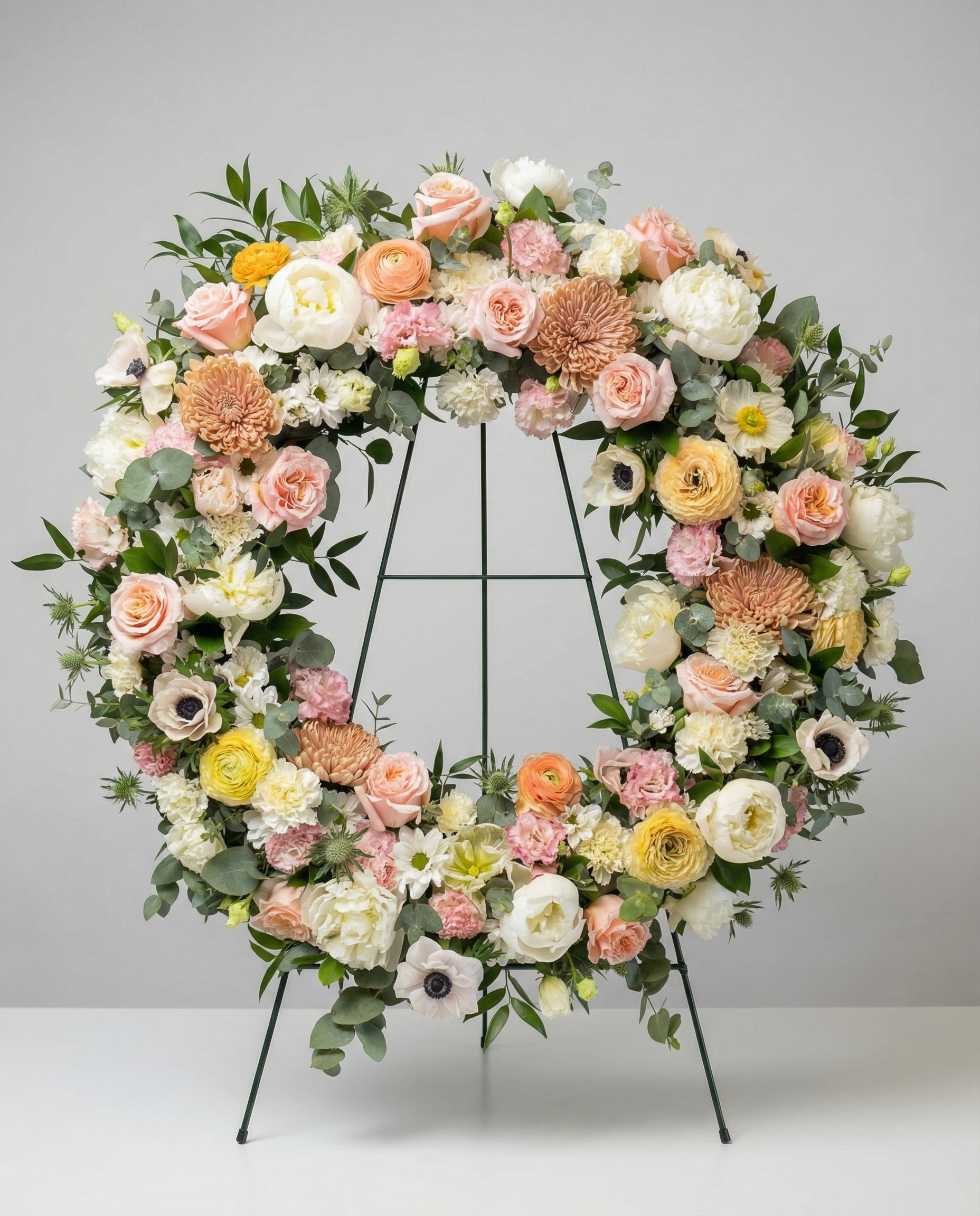 Couronne funéraire Élégance Éternelle – arrangement floral élégant réalisé par un fleuriste professionnel, fleurs fraîches et de qualité, Fleurs2